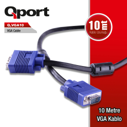 Qport 10 Metre Q-Vga10 15Pin Filtreli Erkek Monit&Ouml;R Kablosu 