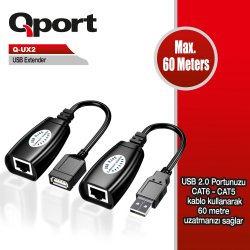 Qport 60 Metre Usb Extender 2&#039;Li Paket (Q-Ux2)
