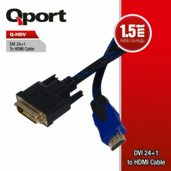 Qport 1.5 Metre Dvi To Hdmi 24+1 &Ccedil;Evirici Kablo (Q-Hdv)