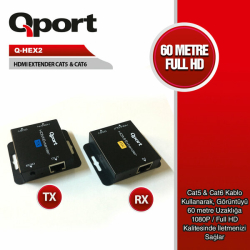 Qport 60 Metre Hdmi Extender Cat6 60M 2&#039;Li̇ Paket (Adapt&Ouml;R Dahil) (Q-Hex2)