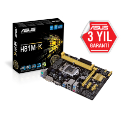 Asus H81M-K H81 Lga1150 Ddr3 Vga+Ses+Glan Dvd-D Usb3.0 Matx