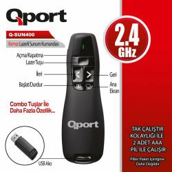 Qport Q-Sun400 2.4Ghz Usb Kırmızı Lazerli Sunum Kumandası