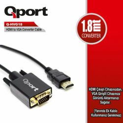 Qport 1.8 Metre Hdmi To Vga &Ccedil;Evirici Kablo (Q-Hvg18)