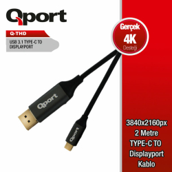 Qport 2 Metre Type-C To Dısplay Port 4K 60Hz &Ccedil;Evirici Kablo (Q-Thd)