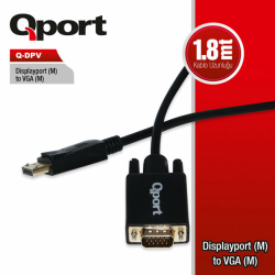 Qport 1.8 Metre Display Port To Vga &Ccedil;Evirici Kablo (Q-Dpv)