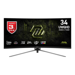 34&Quot; Msi Mag 345Cqrf E20 0.5Ms 200Hz 3440X1440 2Xhdmi Dp Va Curved Gaming Monit&Ouml;R