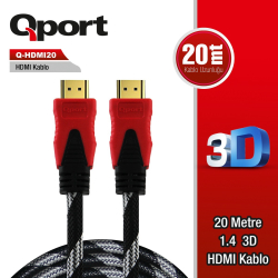 Qport 20 Metre Q-Hdmi20 1.4V Altın U&Ccedil;Lu Hdmi Kablo