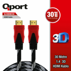 Qport 30 Metre Q-Hdmi30 1.4V Altın U&Ccedil;Lu Hdmi Kablo