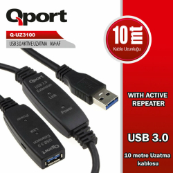 Qport 10 Metre Usb 3.0 Aktif Uzatma Kablosu (Q-Uz3100)
