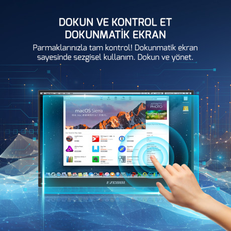 15.6" Ezcool Lite E15T 4Ms 60Hz FHD Touch HDMI USB Type-C Monitör